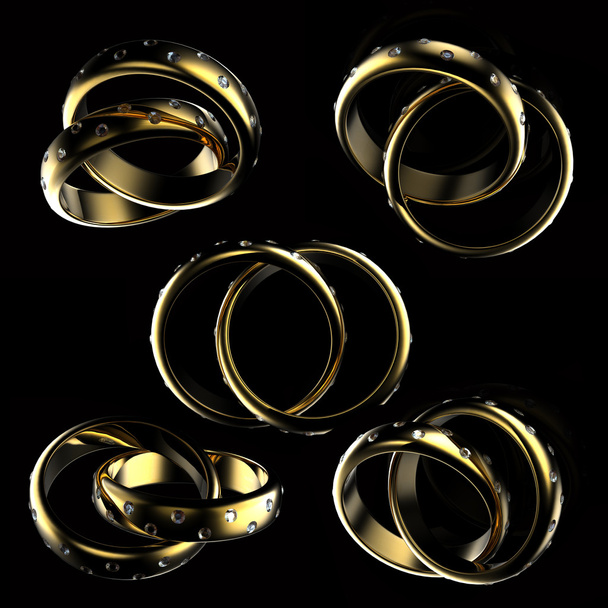 Gouden bruiloft ring met diamant. vakantie symbool - Foto, afbeelding