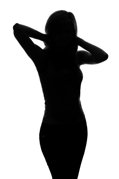 silhouette of a female figure on a white background - Photo, Image