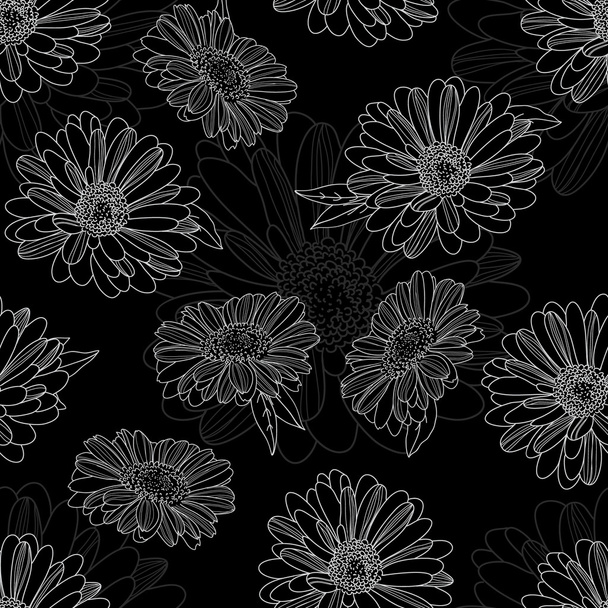 Seamless pattern with gerberas - Vector, Image