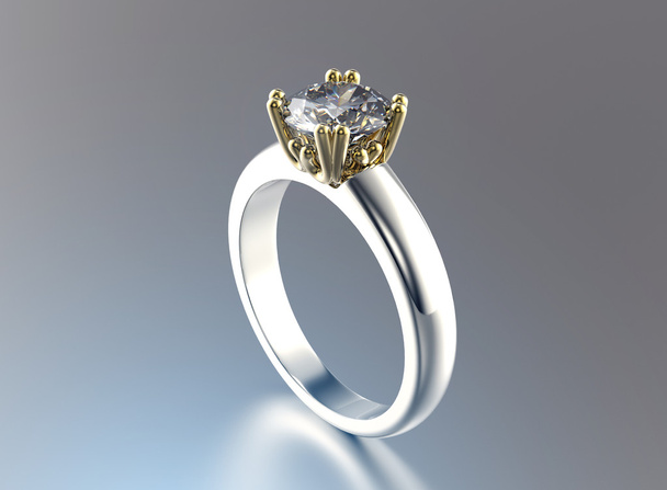Goldring mit Diamant. Schmuck Hintergrund - Foto, Bild