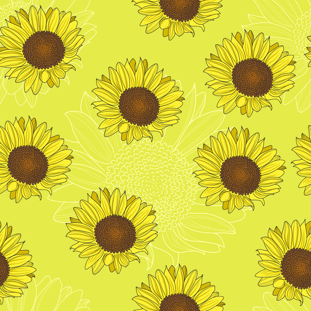 Seamless pattern with sunflowers. - ベクター画像
