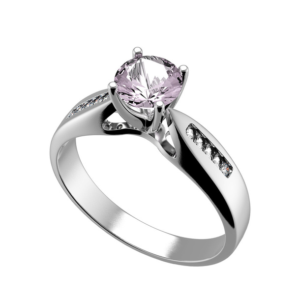 Ασημένιο δαχτυλίδι με διαμάντι. - Φωτογραφία, εικόνα