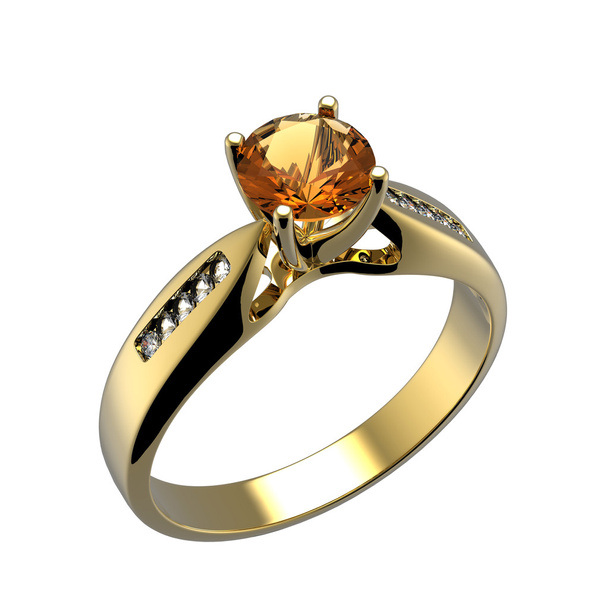 Золотое кольцо с бриллиантом
. - Фото, изображение