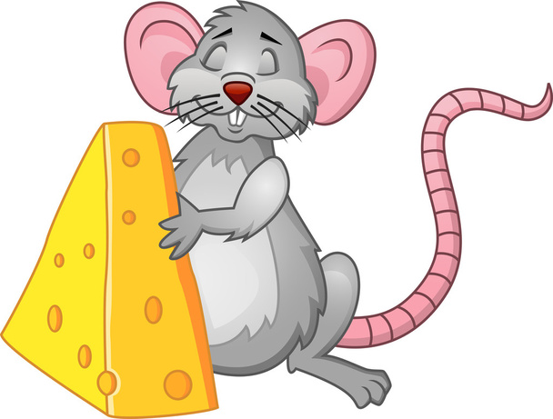 Funny rat with cheese - Vector, Image