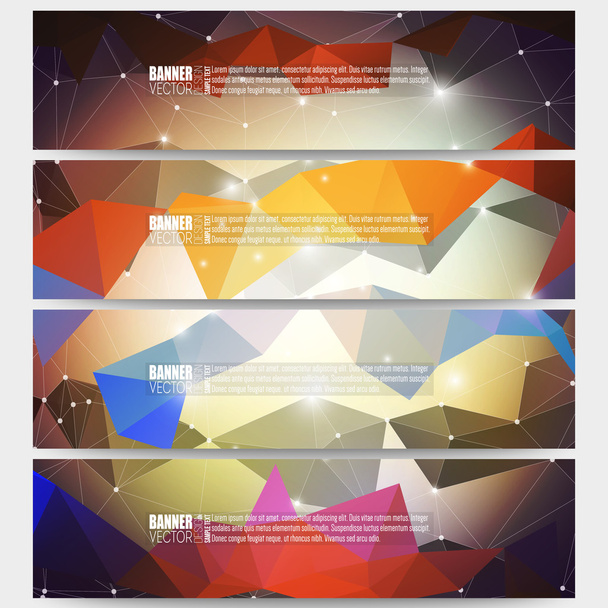 Set of modern vector banners. Abstract multicolored background. Scientific digital design, science illustration - Vetor, Imagem