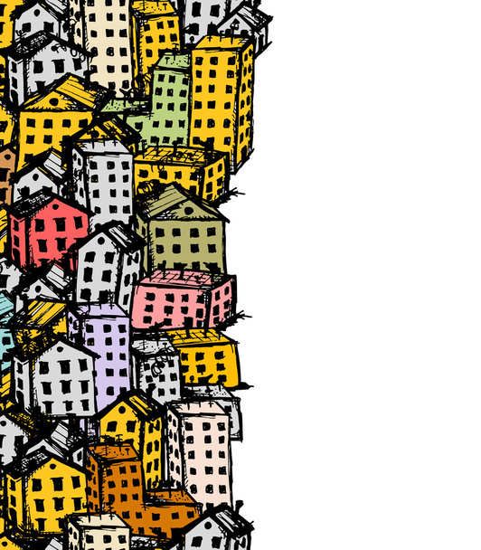 City sketch, seamless background for your design - Vektör, Görsel