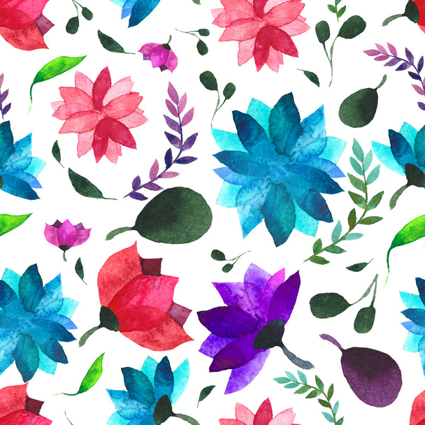 Watercolor seamless floral pattern. Flowers texture. - Zdjęcie, obraz