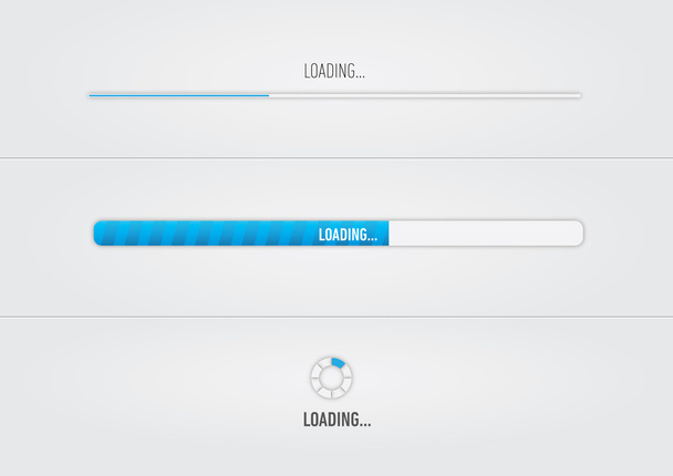 Blue loading bars and spiner with "Loading..." text - Vector, Image