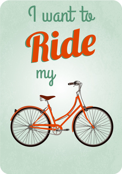 Bicycle, Retro Illustration poster - Vector, afbeelding