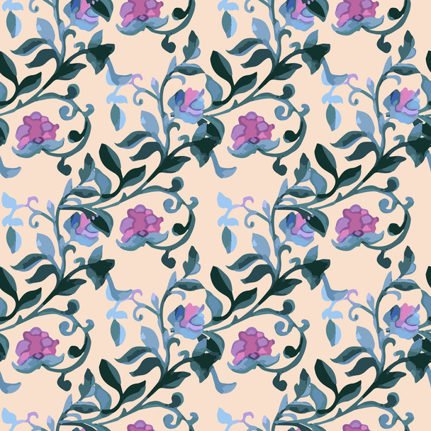Floral Watercolor seamless pattern - Vector, Imagen