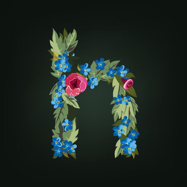 H letter. Flower  alphabet - Διάνυσμα, εικόνα
