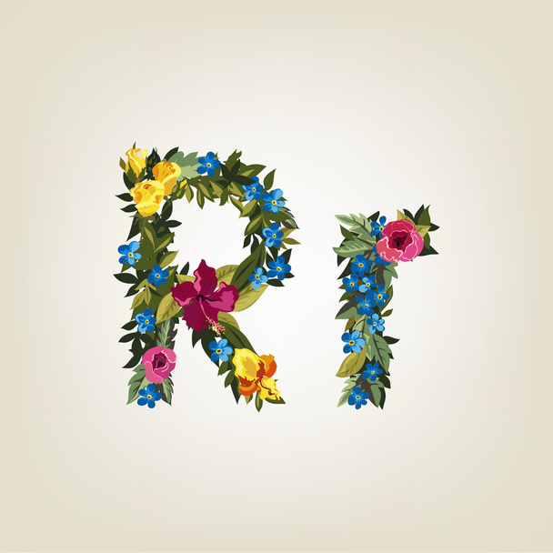 R letter. Flower  alphabet - Vektor, obrázek