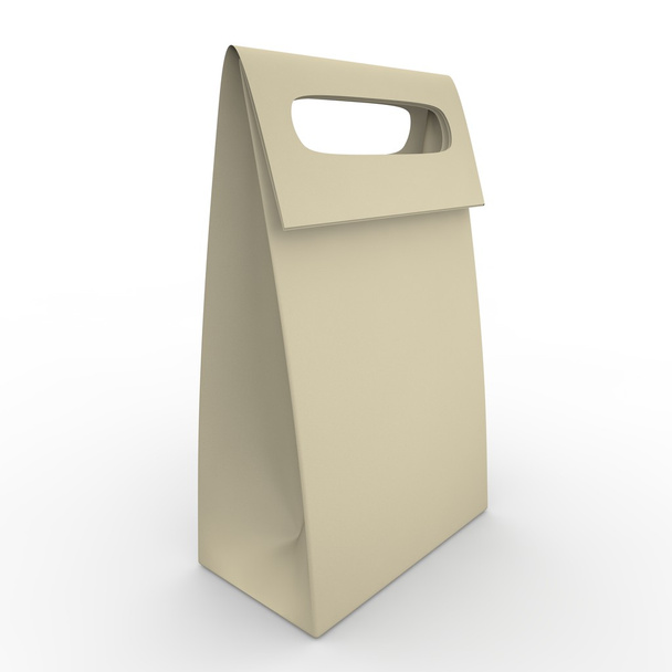 Grey empty bag with handle on white background - Foto, Imagen