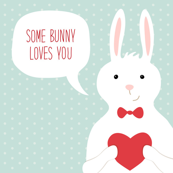 Valentine's Day card with bunny - Vettoriali, immagini