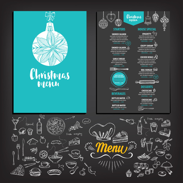 christmas restaurant menu - Vector, Image