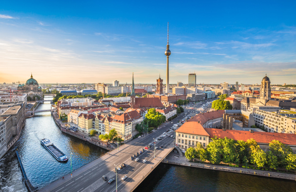 Berlin skyline with Spree river in summer, Germany - Photo, Image