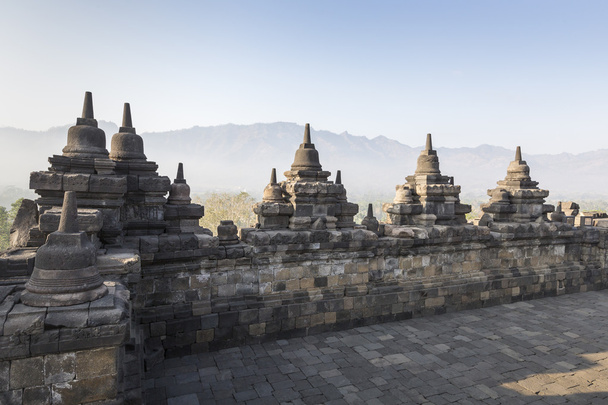 Borobudur temple complex on the island of Java in Indonesia in t - Photo, Image