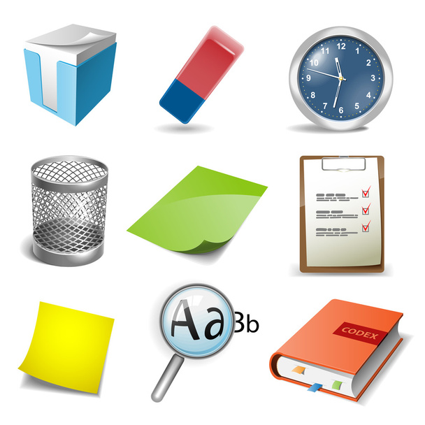 Office icons set - Vector, Imagen