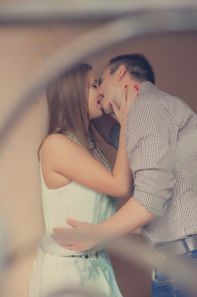 Romantic couple kiss outdoor - Photo, Image