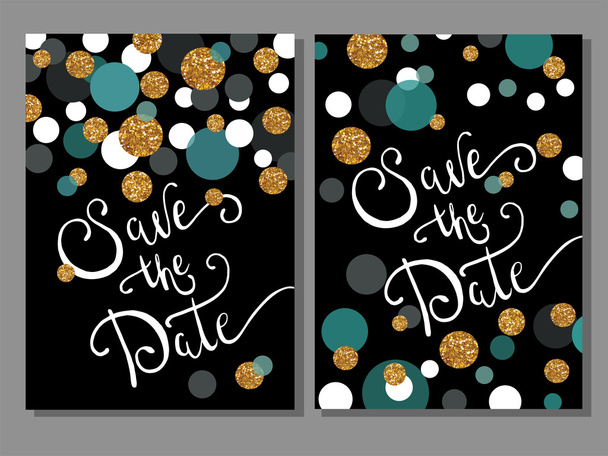 Collection of Universal Modern Stylish Cards Templates with Golden Dots. - Vector, Imagen