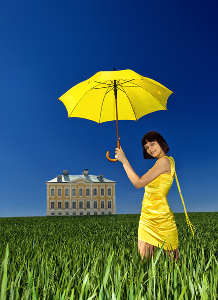 Jeune fille avec parapluie
. - Photo, image