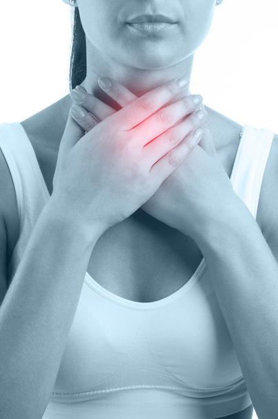 Γυναίκα με πόνο στο λαιμό - Φωτογραφία, εικόνα