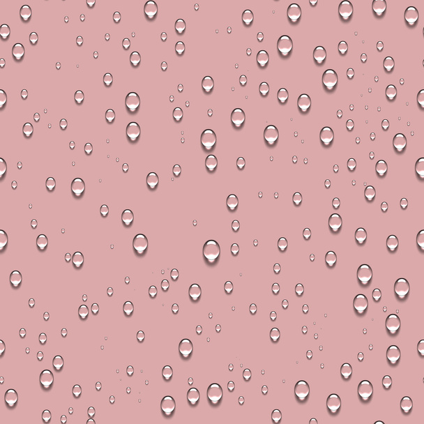Water transparante Drops naadloze patroon en roze achtergrond - Vector, afbeelding