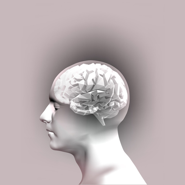 Αφηρημένη ανθρώπινο κεφάλι με έναν εγκέφαλο. Vector εικονογράφηση - Διάνυσμα, εικόνα