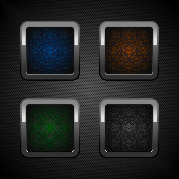 Set chrome web buttons, blank colors ornamental background. 10eps - ベクター画像