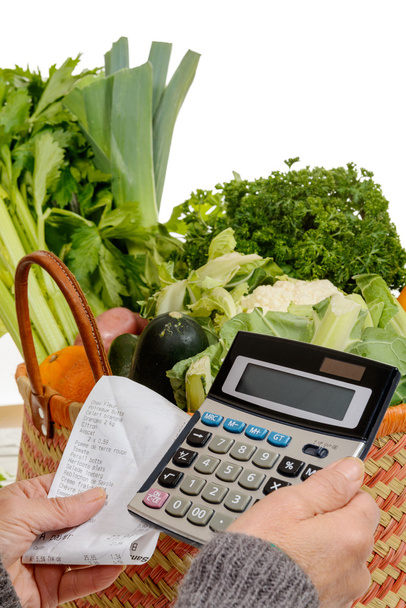 кошик з овочами з калькулятором
 - Фото, зображення