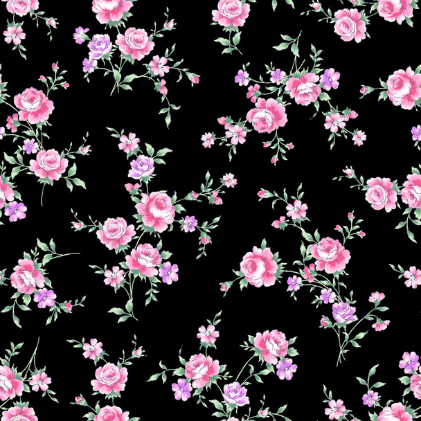Rose illustration pattern - Fotoğraf, Görsel