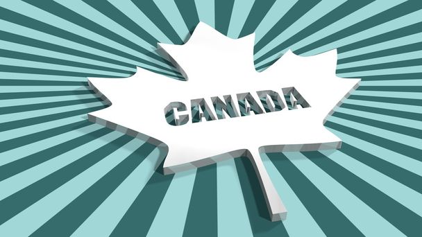 太陽光線の背景にカナダ国旗メープル リーフ - 写真・画像