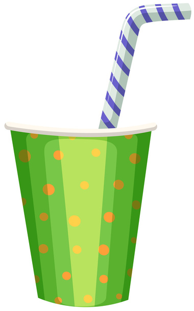 Party cup with striped straw - Vector, Image