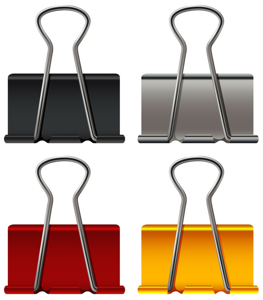 Paper clip in four colors - Vector, Image
