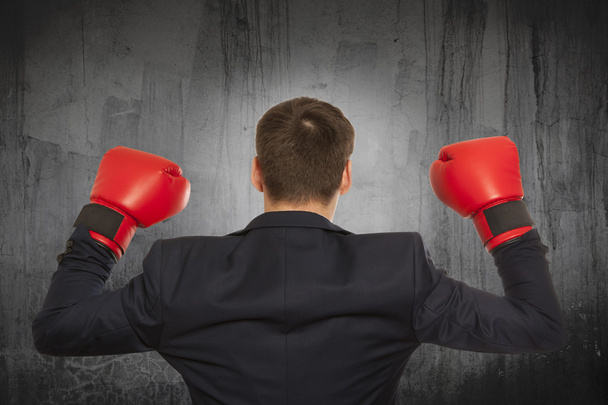 Businessman in red boxing gloves - Photo, image