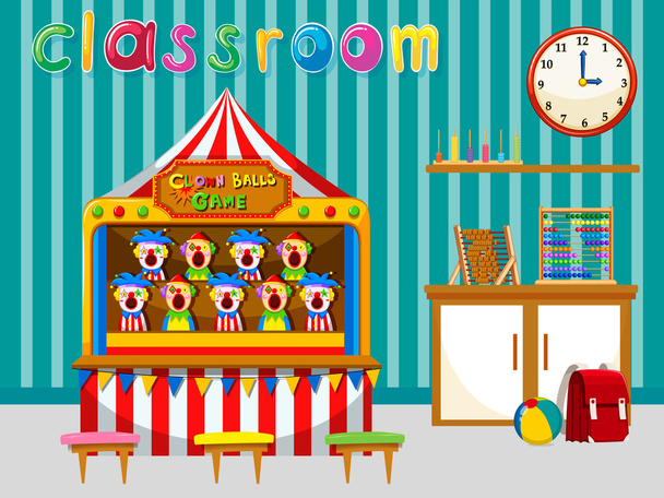 Classroom with game and tools - Vector, Image
