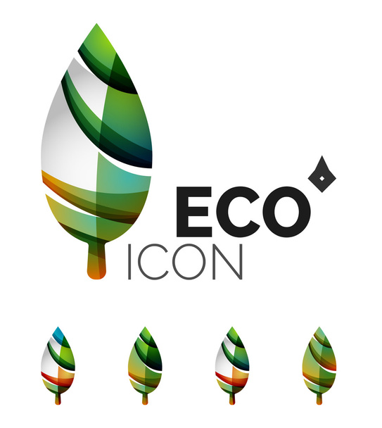 Conjunto de iconos abstractos eco hoja
 - Vector, imagen