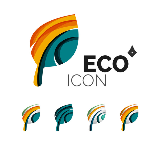 Conjunto de iconos abstractos eco hoja
 - Vector, imagen