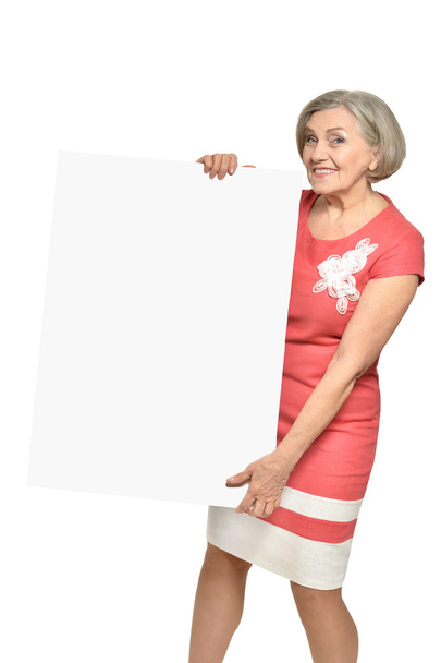 Senior woman with  blank - Foto, Bild