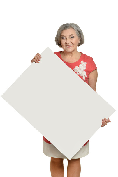 Senior woman with  blank - Foto, afbeelding