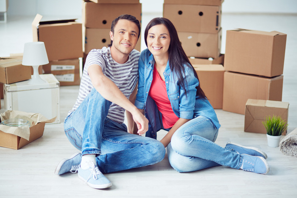 happy couple moving in new home - Photo, Image