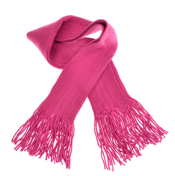 bufanda rosa de punto con flecos
 - Foto, Imagen