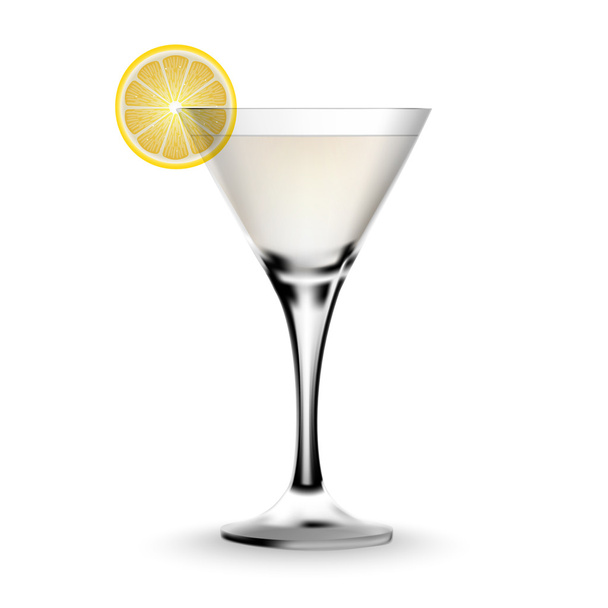 Martini cocktail in a glass with lemon.  - Vetor, Imagem