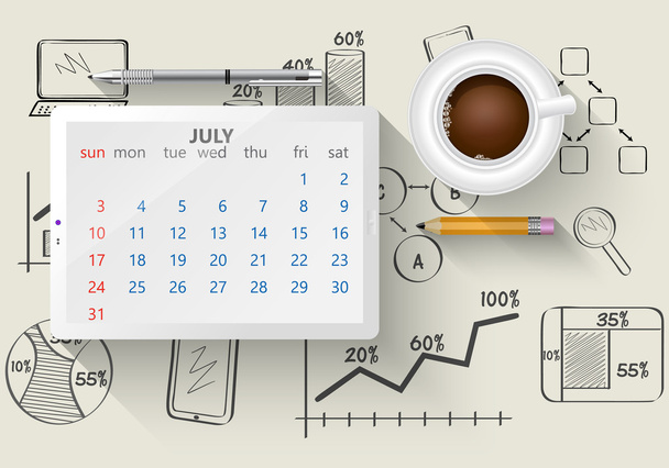 Tervezési naptár a számítógép tabletta  - Vektor, kép
