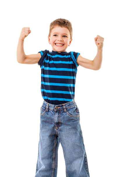 Strong kid showing the muscles - Фото, изображение