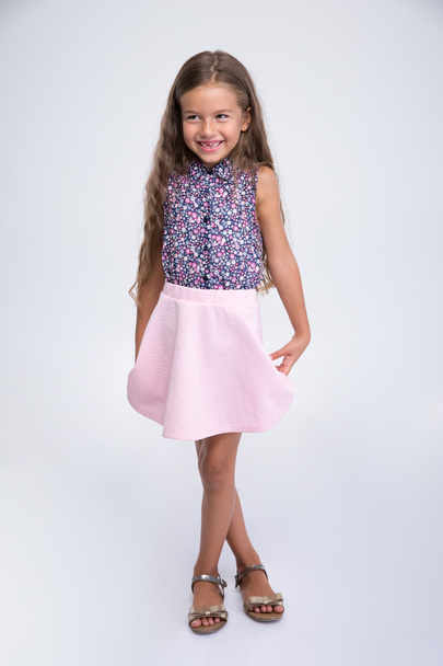 Full length portrait of a cute smiling little girl  - Photo, Image