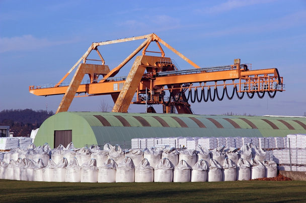 crane with warehouse and bulk bags - Photo, Image