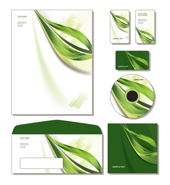 Corporate Identity Template Vector - letterhead, bus. and gift cards, cd. - Vector, Image