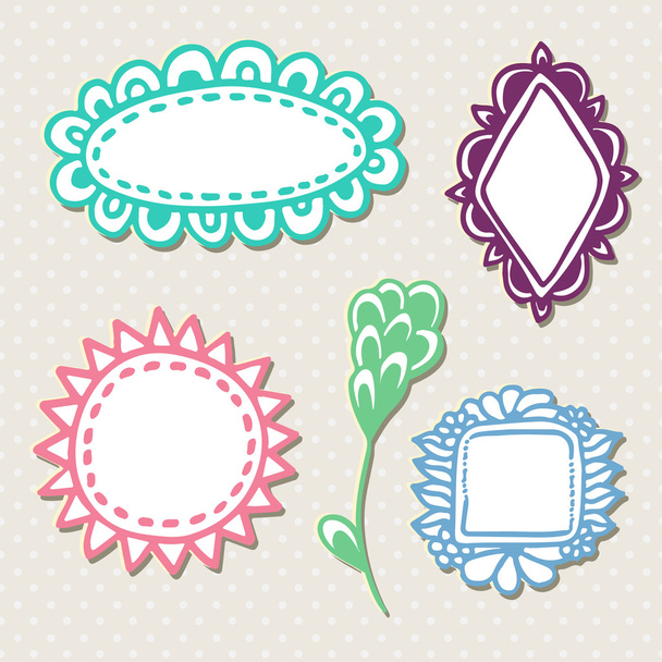 Hand drawn cute doodle frames. - Vector, Image