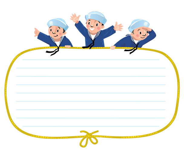 Banner or card with happy sailors - Vector, Image